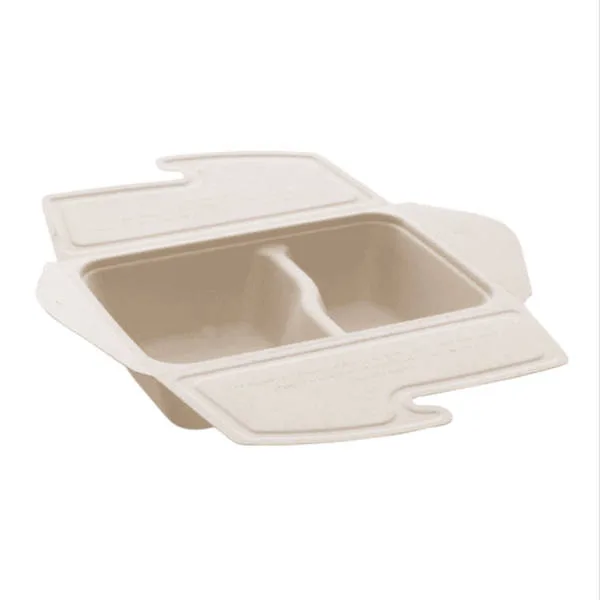 800ml Compartment Meal Box to Go | Bagasse | Compostable Food Packaging | Qty: 150