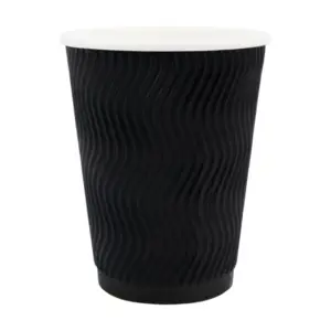 12oz Black Ripple Recyclable Cup | 90mm | Qty: 500