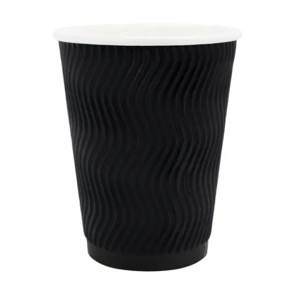 12oz Black Ripple Recyclable Cup | 90mm | Qty: 500