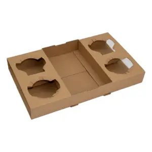 4 Cup Carrier | Dividable for 2 | Premium Corrugated Coffee Packaging | Qty: 250