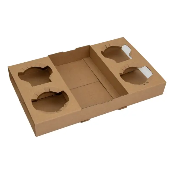 4 Cup Carrier | Dividable for 2 | Premium Corrugated Coffee Packaging | Qty: 250