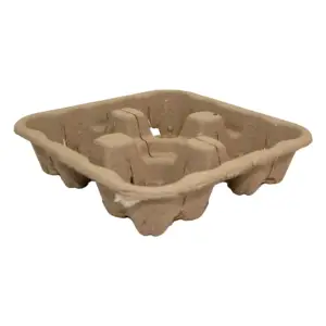4 Cup Pulp Carrier | Dividable for 2 | Compostable Coffee Packaging | Qty: 300