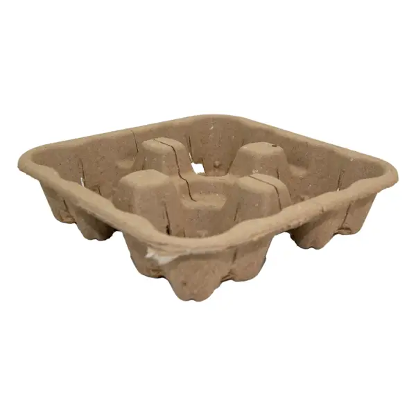 4 Cup Pulp Carrier | Dividable for 2 | Compostable Coffee Packaging | Qty: 300