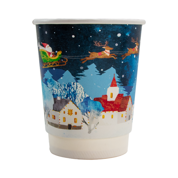 8oz Christmas Cup | 80mm | Recyclable | Double Wall | Qty: 500