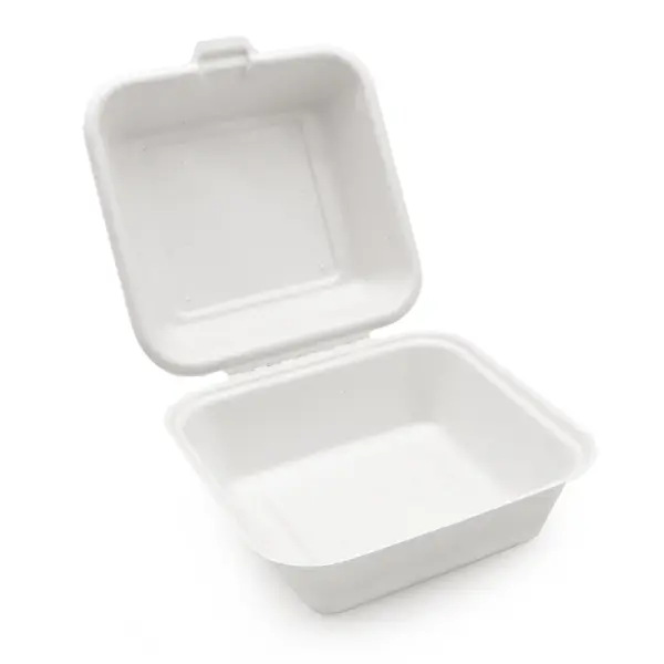 6x6" Clamshell Burger Box (480ml) | Bagasse Compostable Food Packaging | Qty: 500