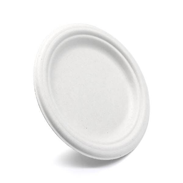 7" White Plate | Bagasse Compostable Food Packaging | Qty: 1000